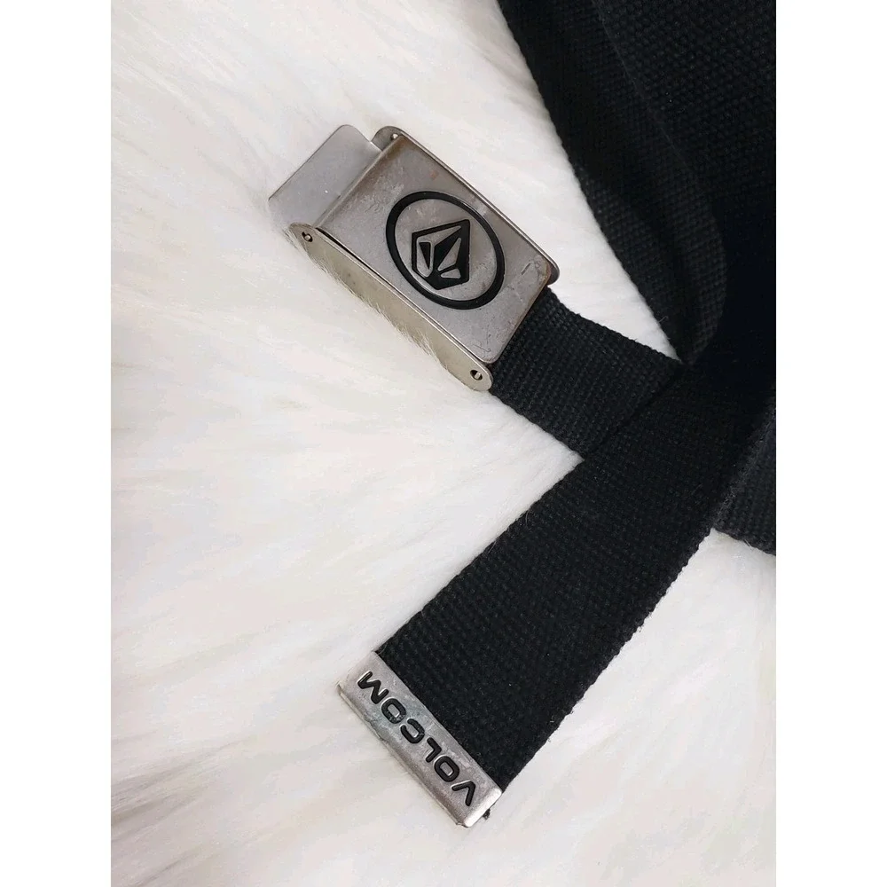 Volcom Canvas Belt With Hook Clasp Buckle SKATER Y2K METAL BUCKLE MENS Y2K
